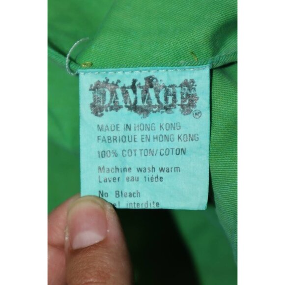 Vintage 90s Major Damage Turquoise Denim Jacket Men’s XL Hong Kong Hip Hop Rave - Picture 11 of 12